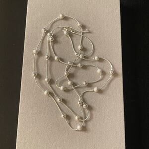 Silver Tone Station Bead Necklace